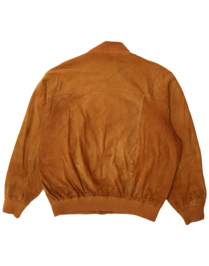 Giubbotto bomber in pelle scamosciata vintage da uomo UK 42 XL in pelle marrone