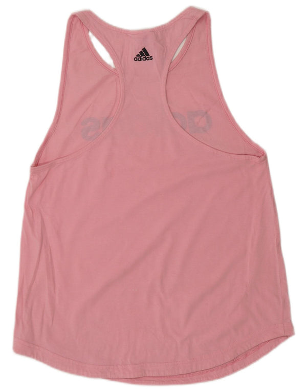 Canotta grafica da donna Adidas UK 12/14 Cotone rosa medio
