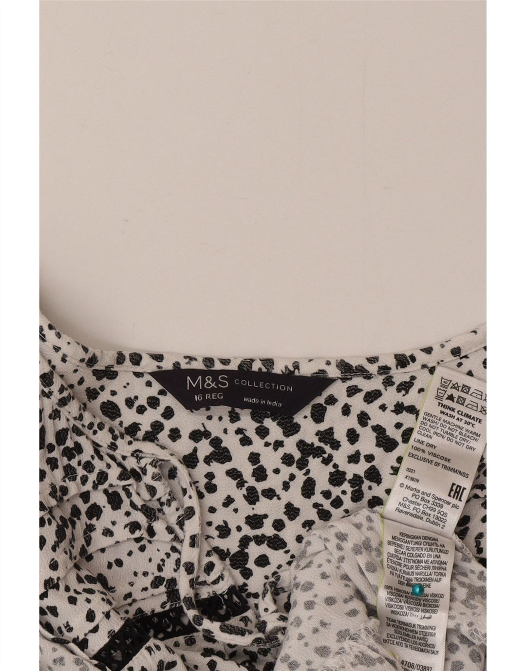 Abito maxi a strati da donna Marks & Spencer UK 16 Grande viscosa maculata bianca