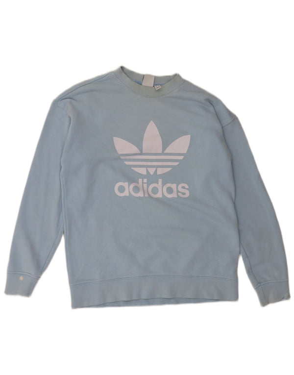Felpa oversize con grafica da donna Adidas UK 8 piccola in cotone blu