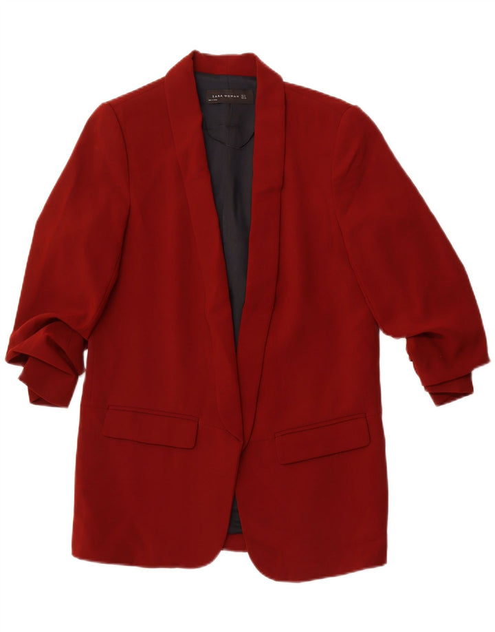 Giacca blazer da donna con maniche a 3/4 ZARA UK 10 piccola rossa in poliestere