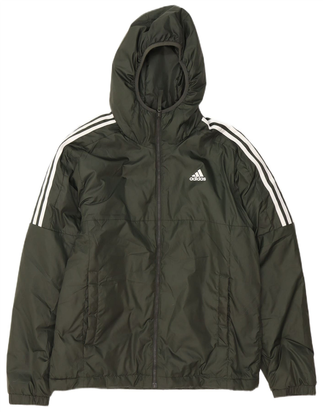 Giacca imbottita con cappuccio da uomo Adidas UK 38 poliestere verde medio