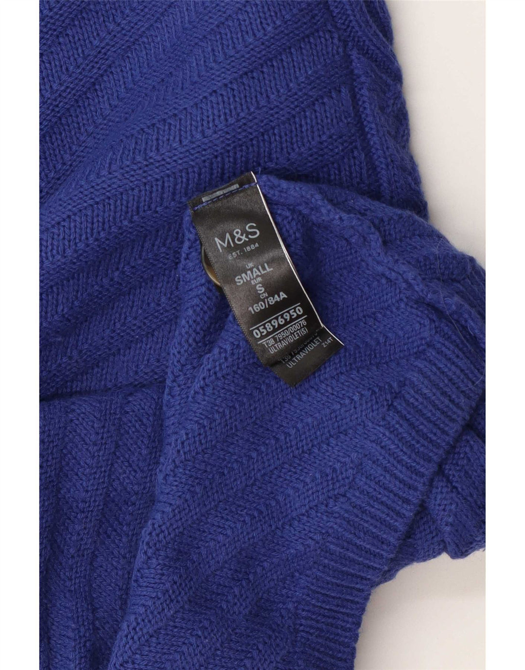 Maglione maglione a collo alto da donna Marks & Spencer UK 10 piccolo acrilico blu