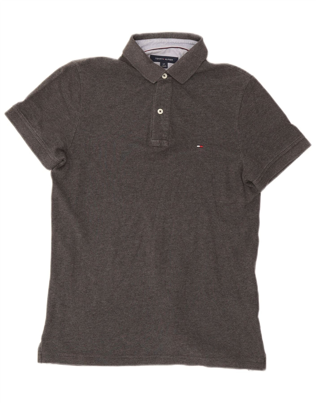 Polo da uomo Tommy Hilfiger piccola in cotone grigio