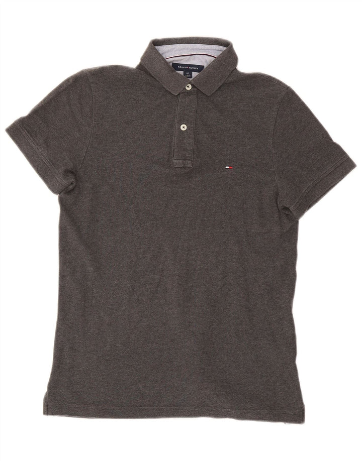 Polo da uomo Tommy Hilfiger piccola in cotone grigio