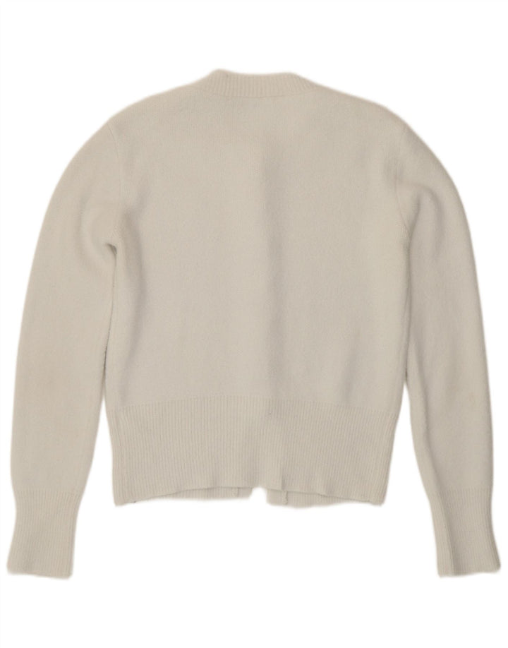 Maglione cardigan da donna Zara UK 12 medio bianco poliammide