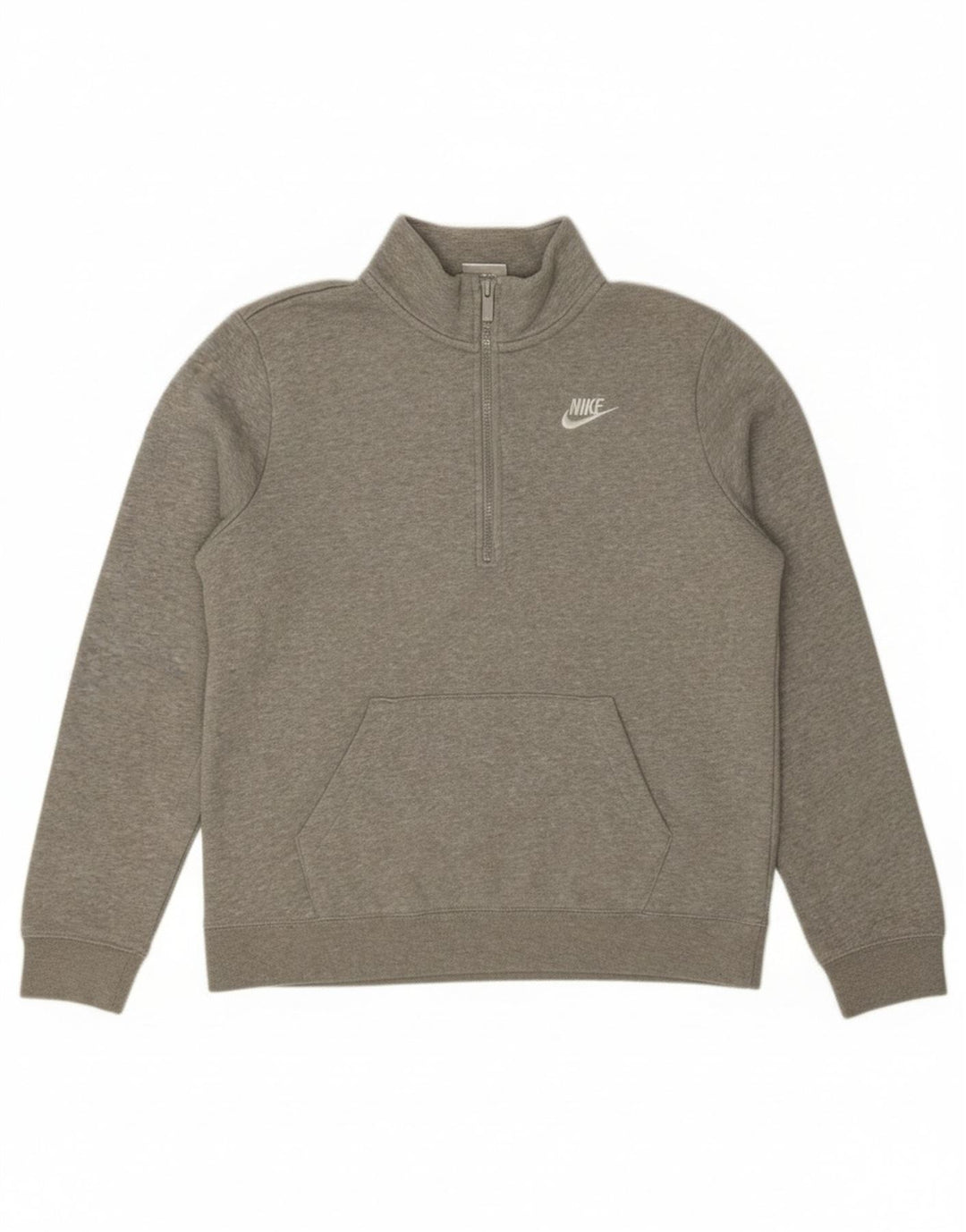 Felpa da donna oversize con collo e zip Nike, maglione, UK 10, piccola, grigia chiazzata