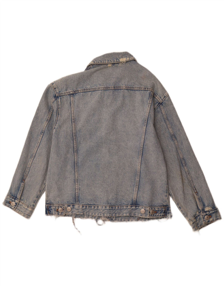 Giacca in denim invecchiato ZARA da uomo UK 38 cotone blu medio