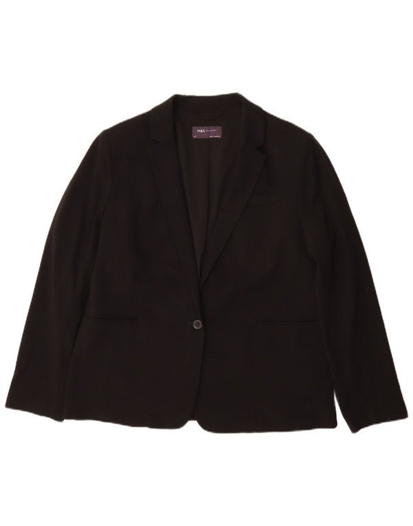 Giacca blazer a 1 bottone Marks & Spencer da donna UK 14 grande poliestere nero