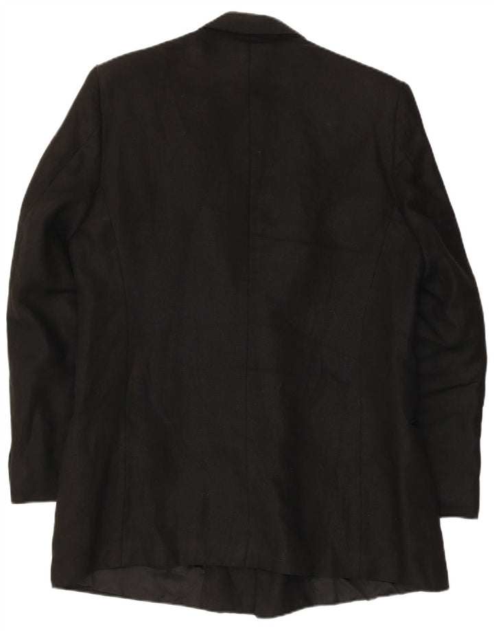 Giacca blazer doppiopetto vintage da uomo UK 38 lino medio nero