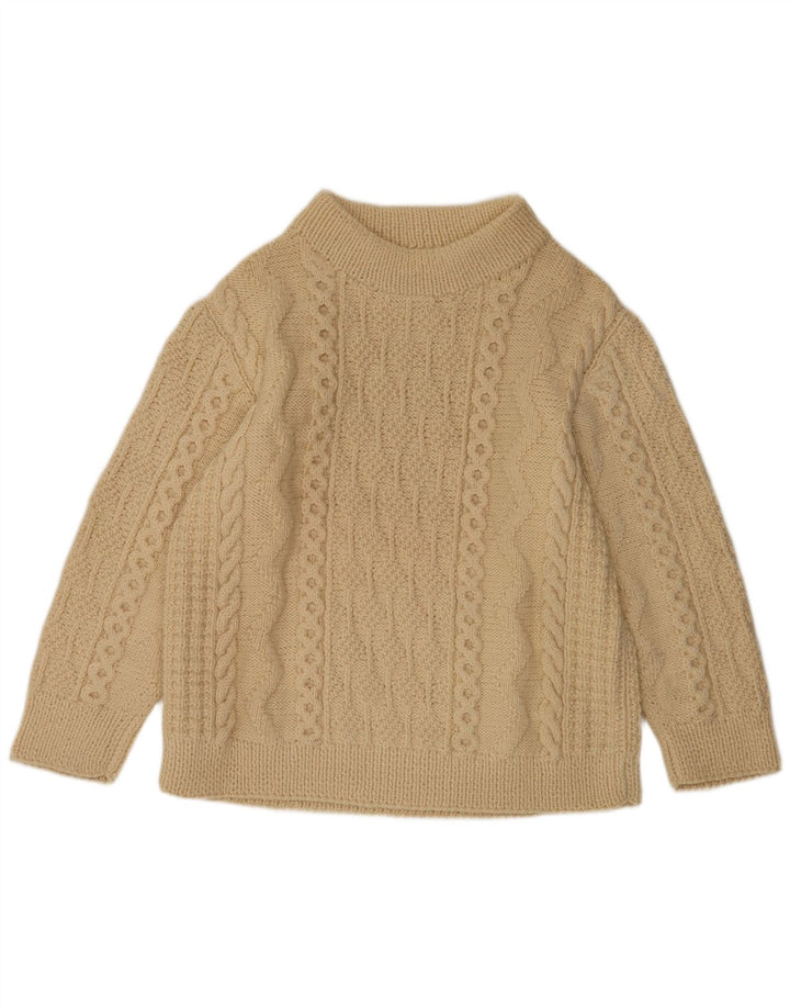 Maglione vintage da uomo con collo dolcevita grande beige