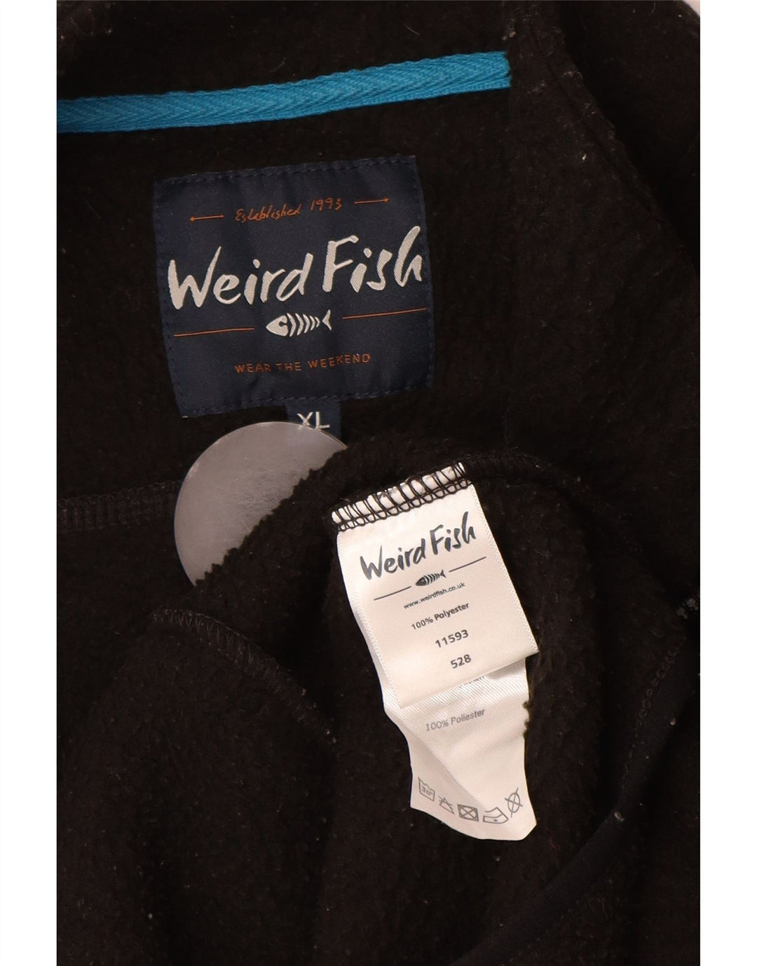 WEIRD FISH Giacca in pile da uomo UK 42 XL Poliestere nero