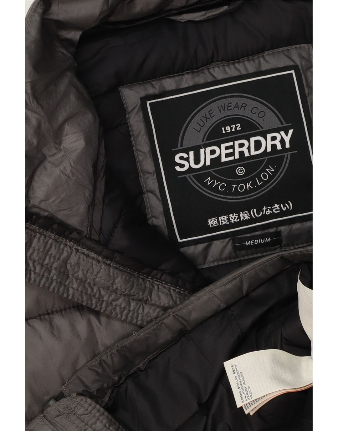 Gilet imbottito senza maniche da donna Superdry UK 14 Poliestere grigio medio