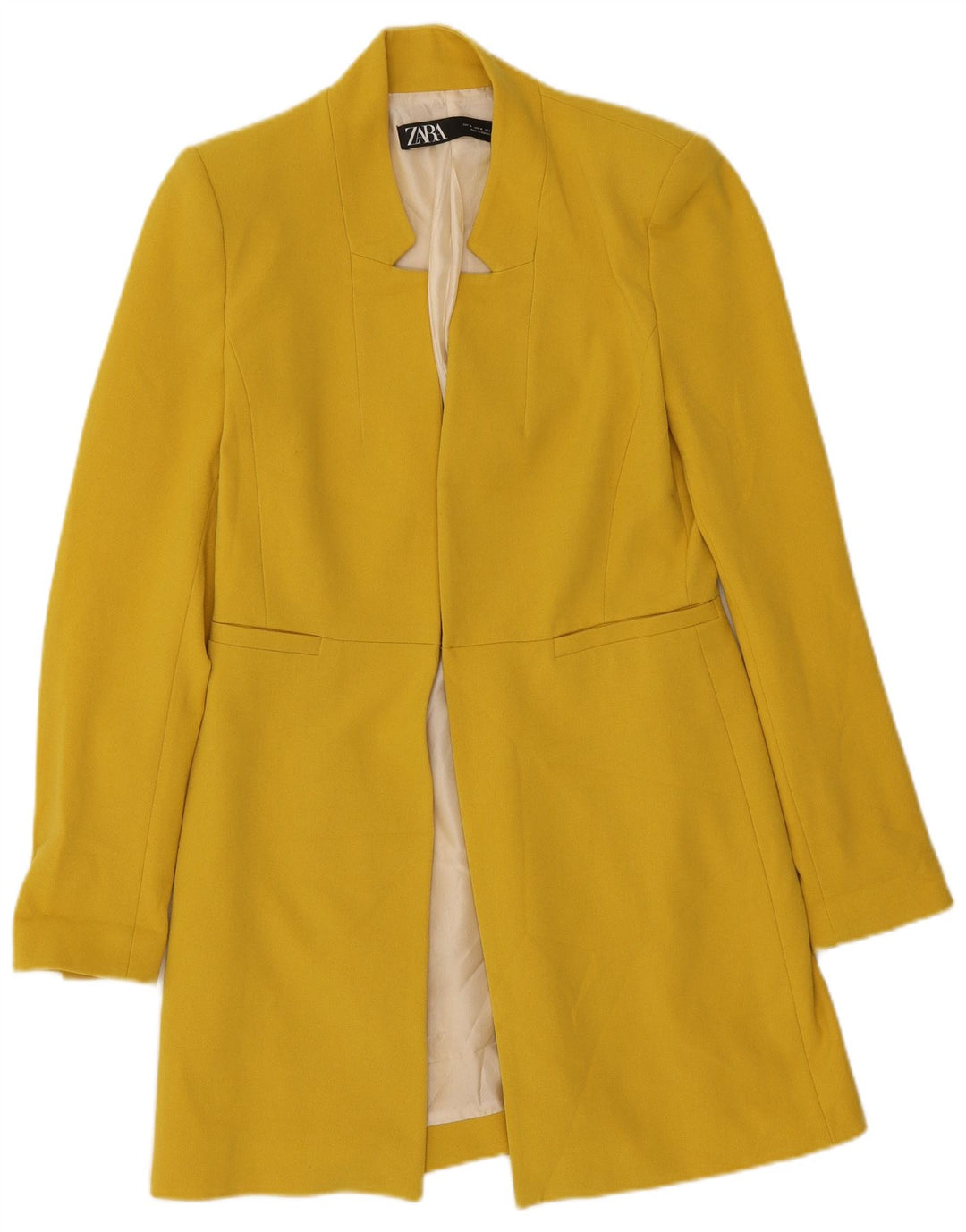 Zara Womens Longline Blazer Jacket UK 12 Medium Yellow