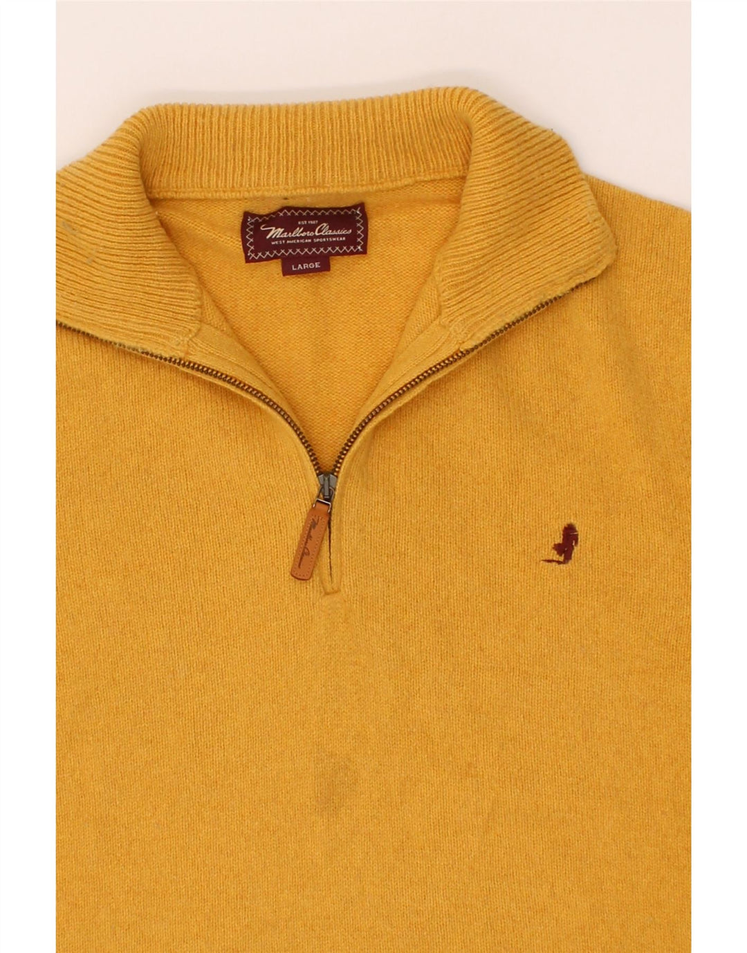MARLBORO CLASSICS Maglione da uomo con zip e collo grande in lana gialla