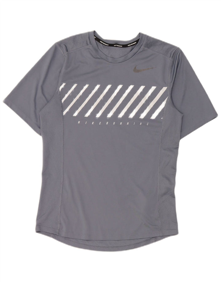 T-shirt grafica da running Nike da uomo, piccola, in poliestere color block grigio
