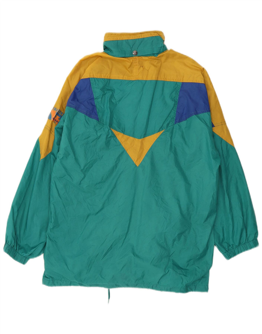Giacca a vento da uomo VINTAGE UK 40 Large Blu Colourblock in poliammide