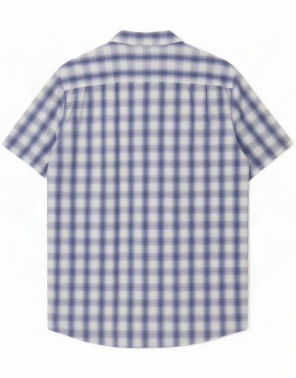 Gas Camicia grafica da uomo grande in cotone a quadri blu