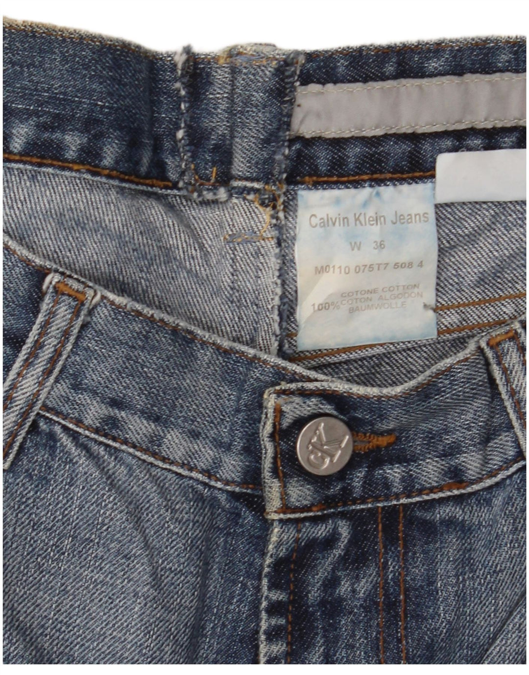 CALVIN KLEIN Jeans slim da uomo W36 L30 Blu Cotone