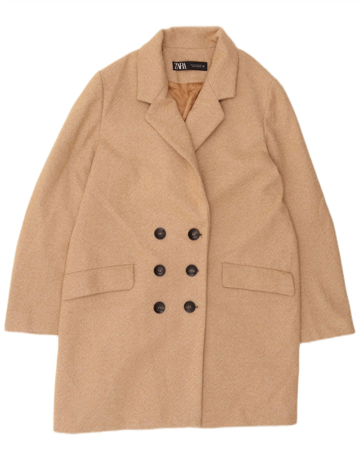 Cappotto doppiopetto da donna Zara UK 14 Poliestere beige medio