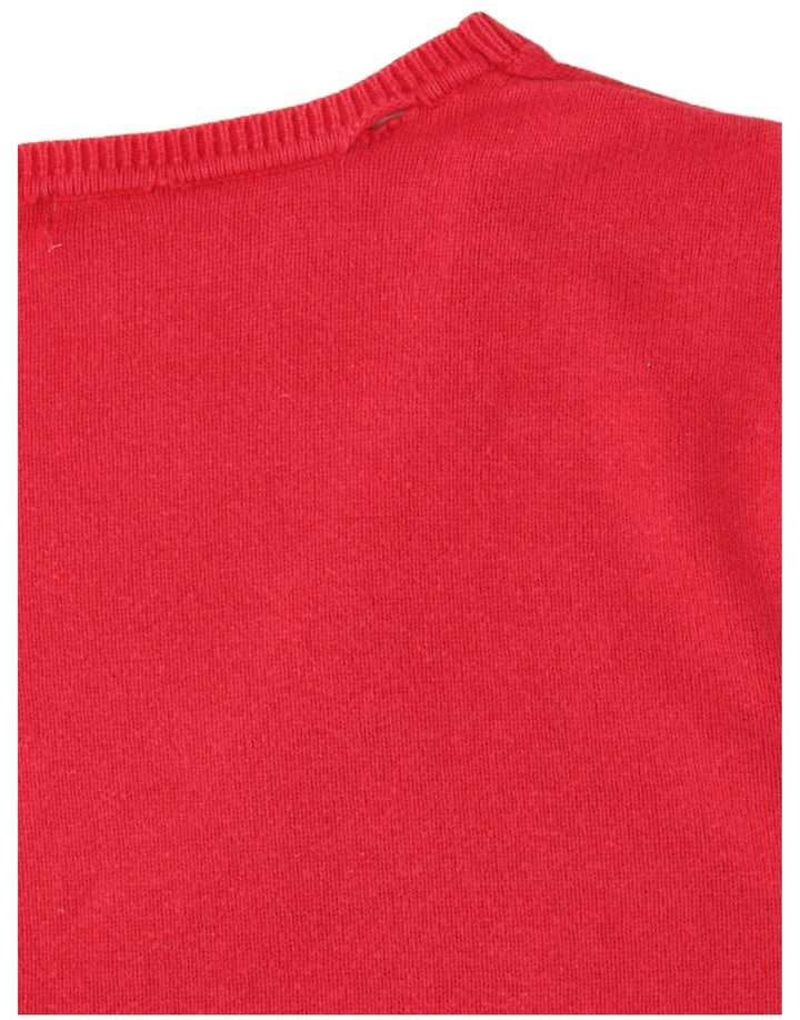 Maglione da donna con scollo a V Benetton UK 12 rosso medio