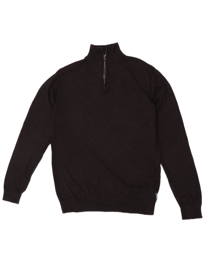 French Connection Maglione da uomo con zip e collo grande in viscosa nera