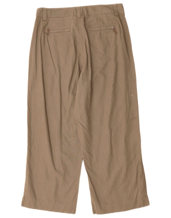Pantaloni corti da donna Lee Khakis a gamba larga US 8 Medium W30 L23 Lino marrone