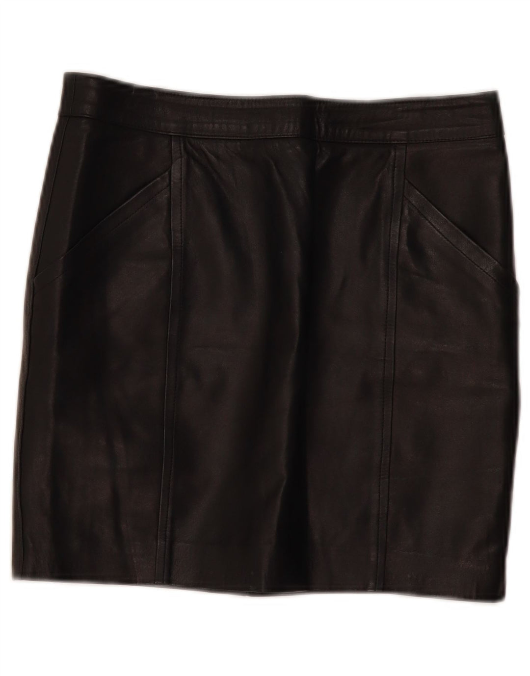 Mini gonna in pelle vintage da donna W30 media nera