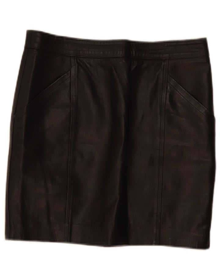 Mini gonna in pelle vintage da donna W30 media nera