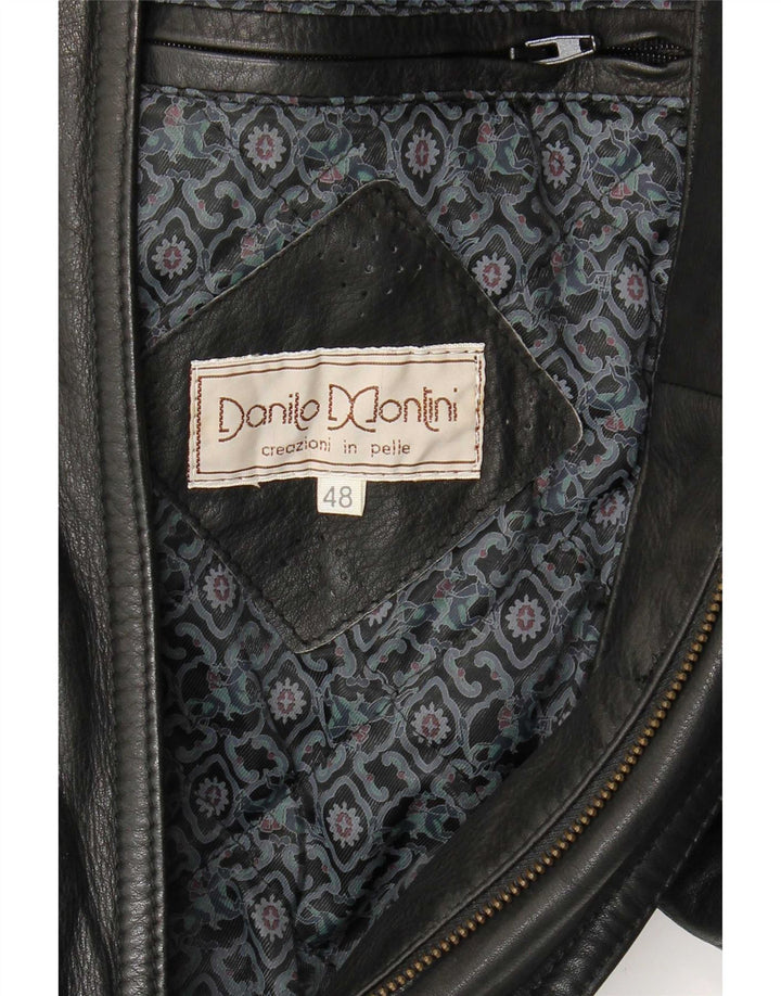 Giacca in pelle vintage da uomo IT 48 in pelle nera media