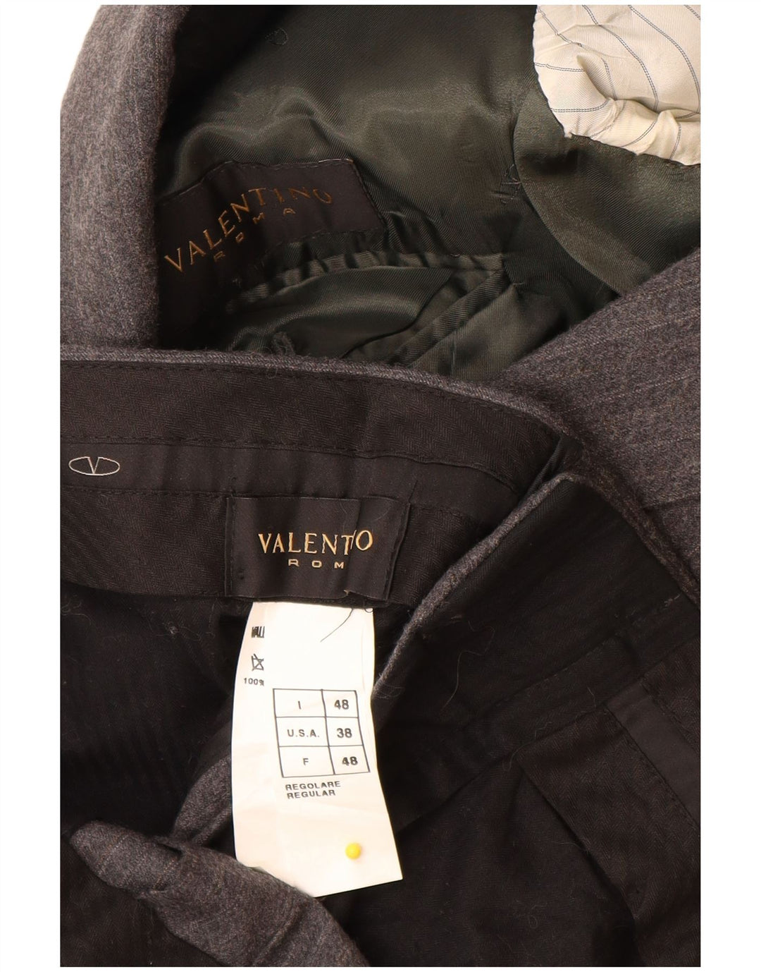 Valentino Abito Uomo 3 Bottoni 2 Pezzi IT 48 Medio W32 L29 Gessato Grigio