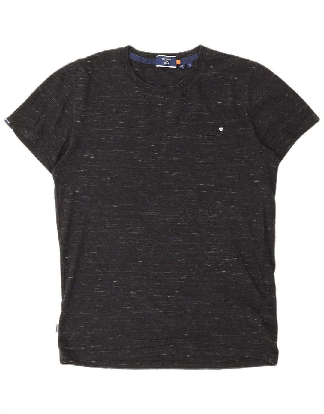 T-shirt da uomo SUPERDRY Top piccolo in cotone chiazzato grigio