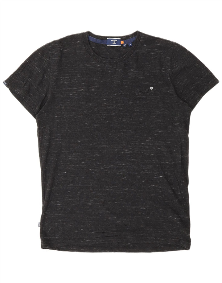 T-shirt da uomo SUPERDRY Top piccolo in cotone chiazzato grigio