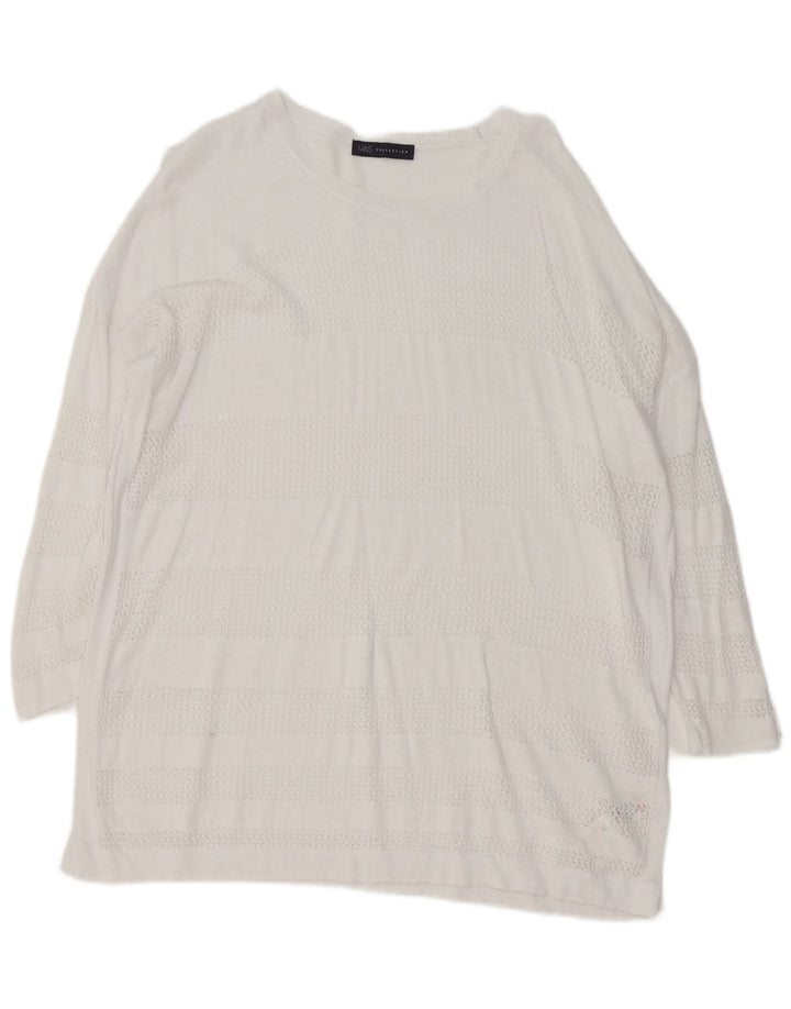 Maglione maglione oversize con scollo a barca da donna Marks & Spencer UK 18 XL Bianco