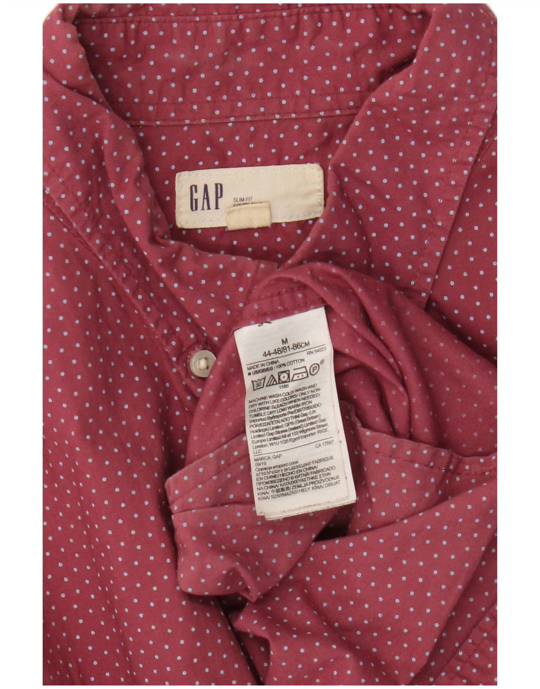 Camicia Gap da uomo slim fit in cotone a pois bordeaux medio