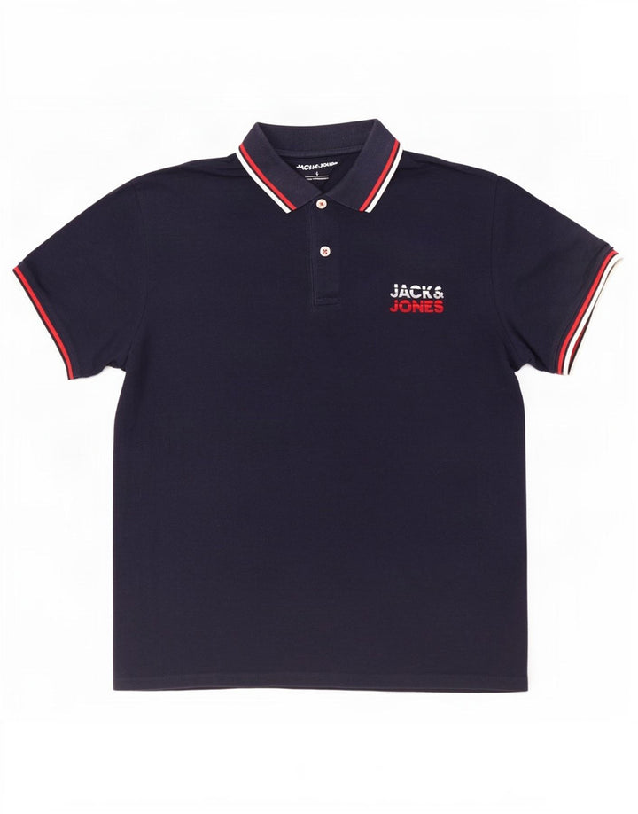 Polo da uomo Jack & Jones grande in cotone blu navy