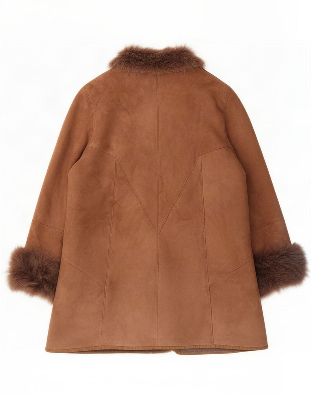 Cappotto oversize in shearling vintage da donna IT 44 in pelle marrone medio
