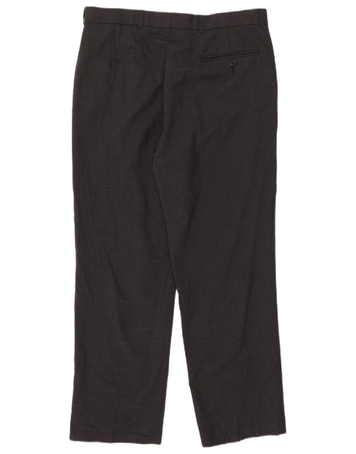 Pantaloni da abito con pegging da uomo Marks & Spencer W34 L29 poliestere gessato grigio