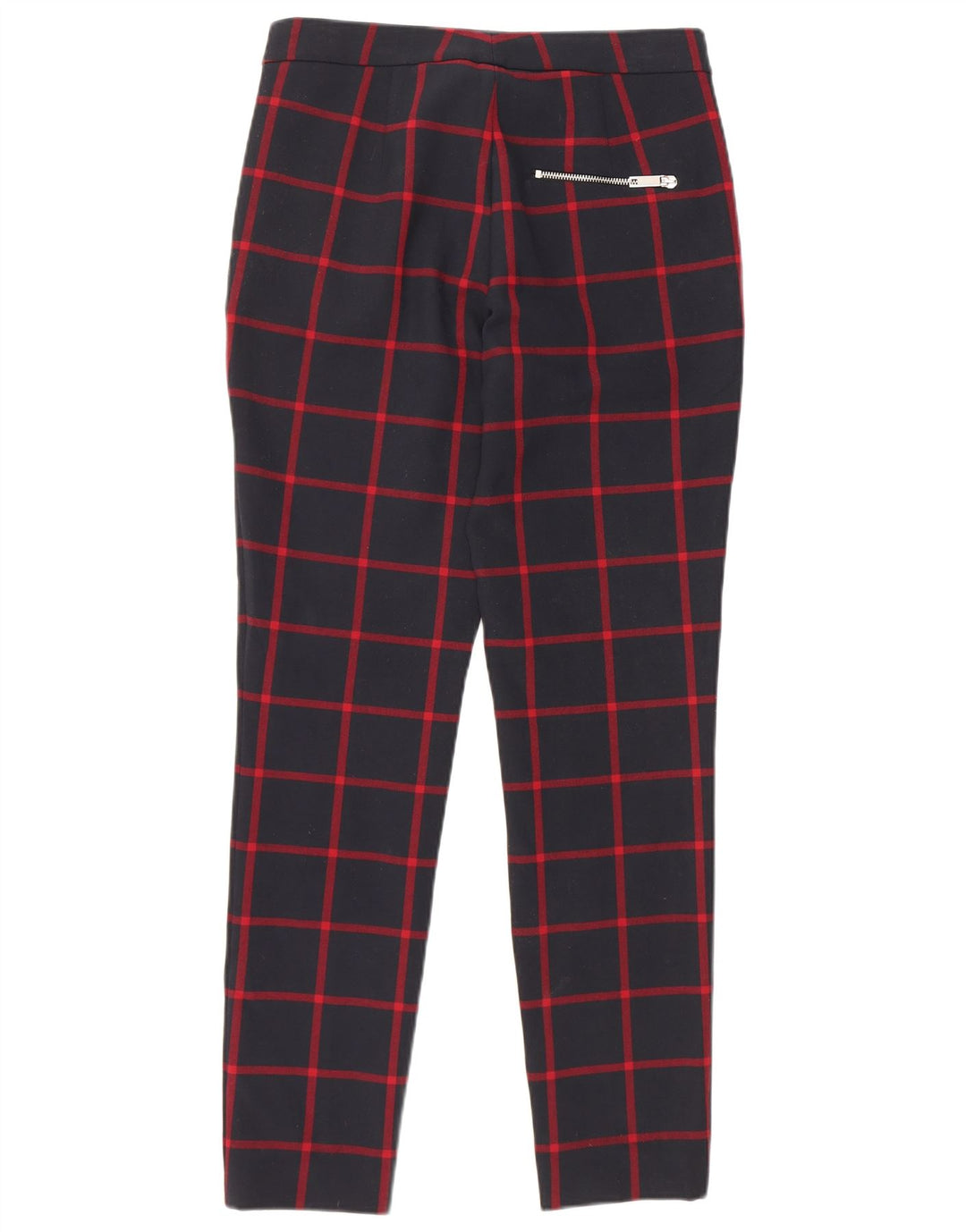 Pantaloni chino skinny da donna Zara medi W28 L29 poliestere a quadri blu navy
