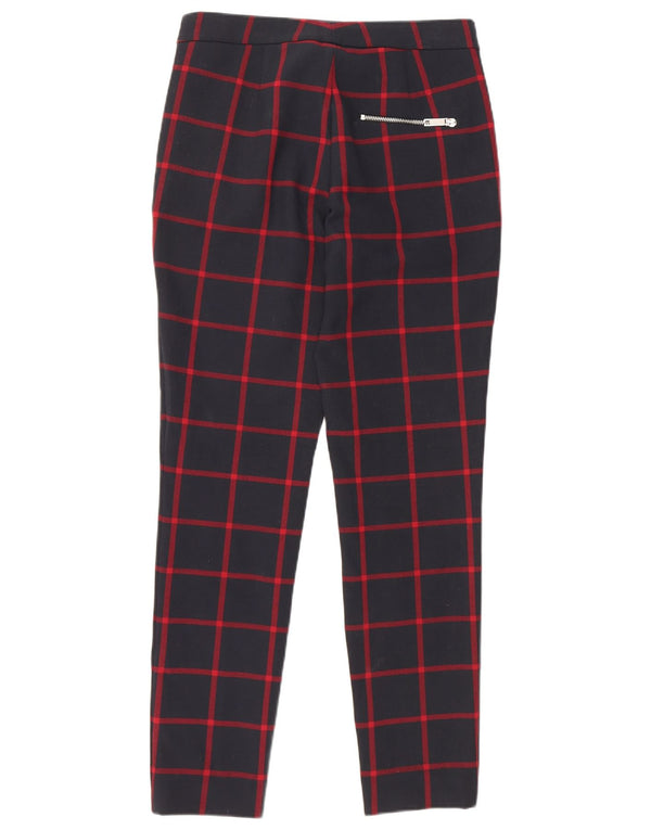 Zara Womens Skinny Chino Trousers Medium W28 L29 Navy Blue Check Polyester