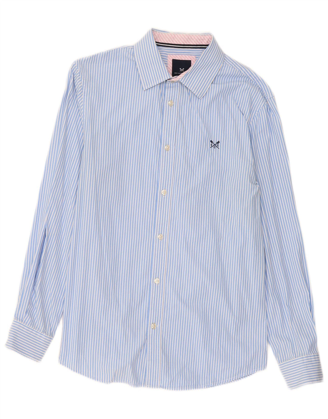 Crew Clothing Camicia da uomo dal taglio classico in cotone gessato blu medio