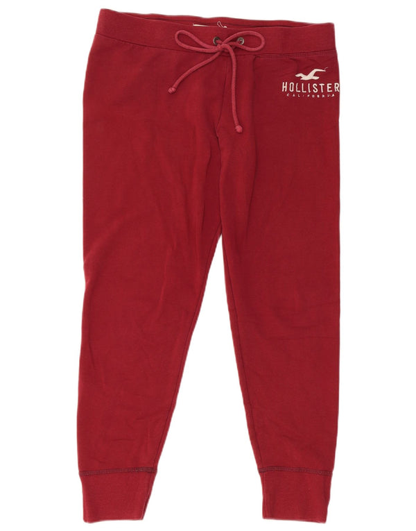 HOLLISTER Womens Graphic Tracksuit Trousers Joggers UK 14 Large Burgundy