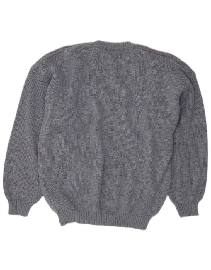 Maglione da uomo con scollo a V VINTAGE IT 50 Lana a rombi / diamante blu medio