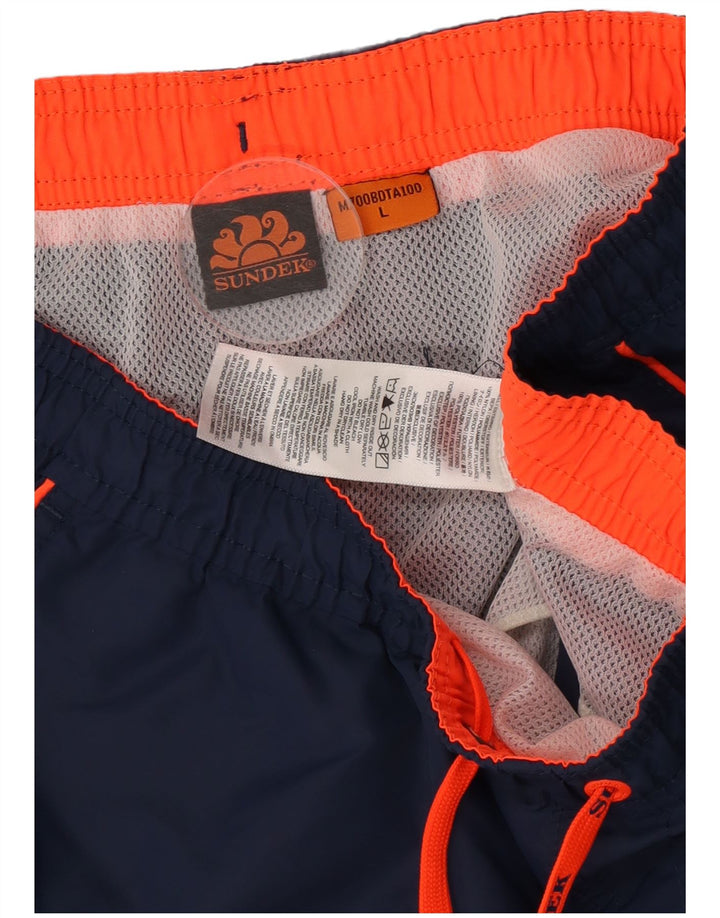 Pantaloncini da bagno da uomo Sundek grandi in nylon blu navy