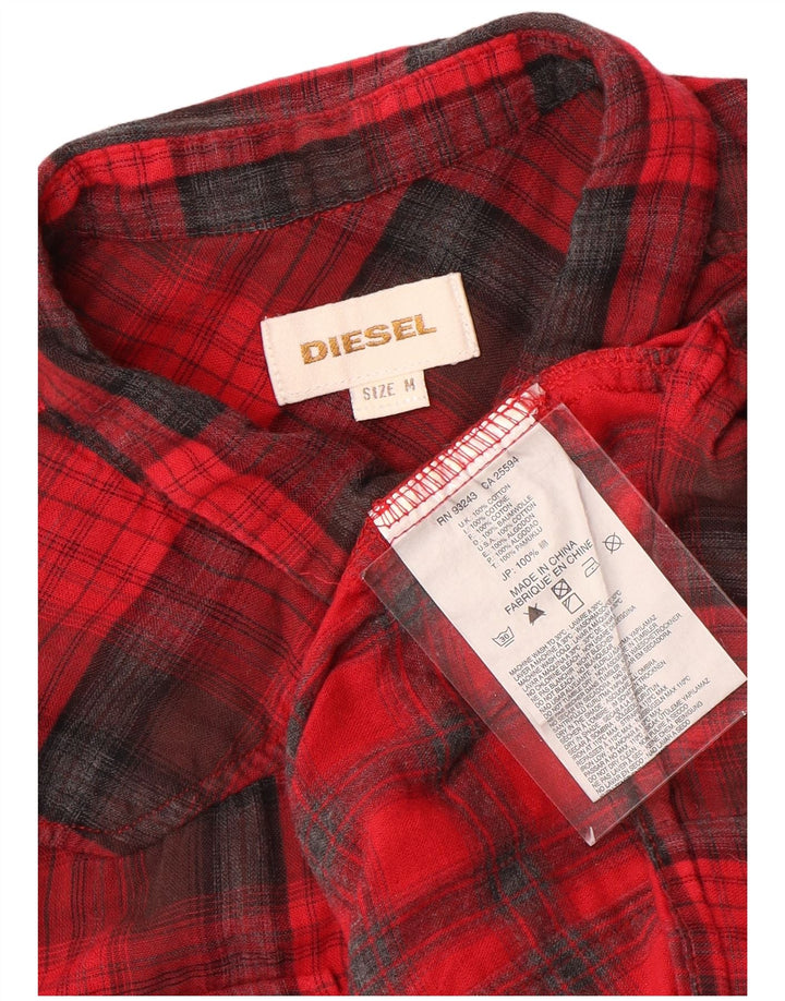 Camicia Diesel da uomo in flanella di cotone a quadri rossi medi