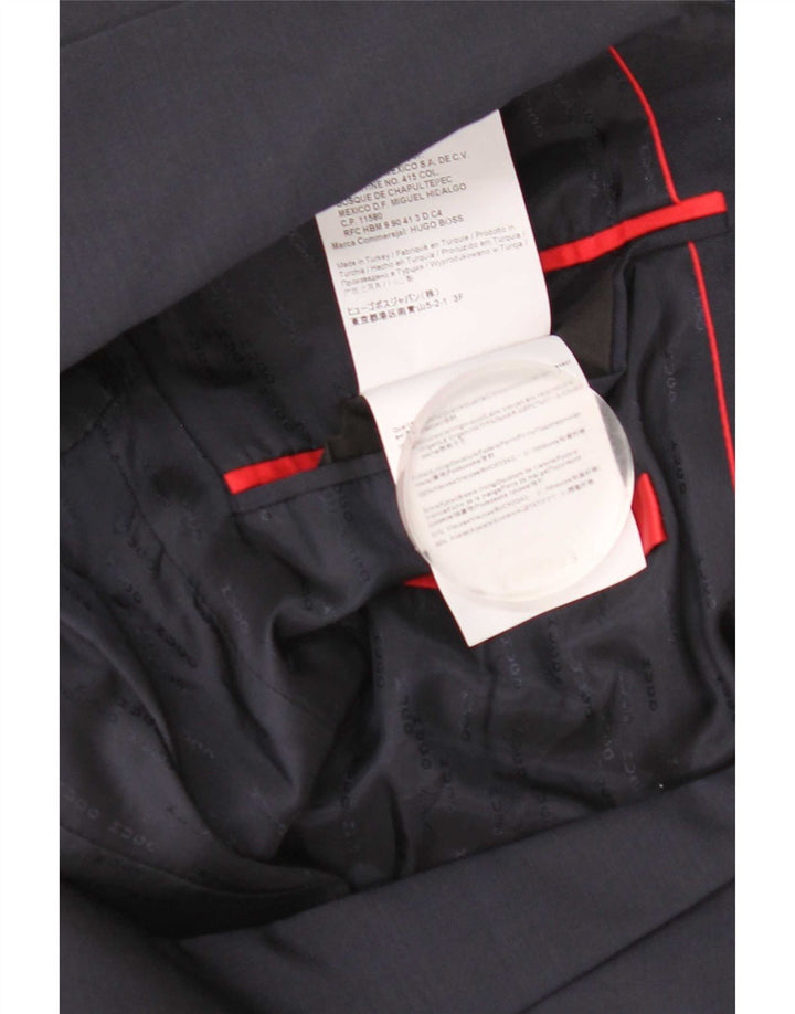 Giacca blazer da uomo a 2 bottoni Hugo Boss US 36 piccola lana vergine blu navy