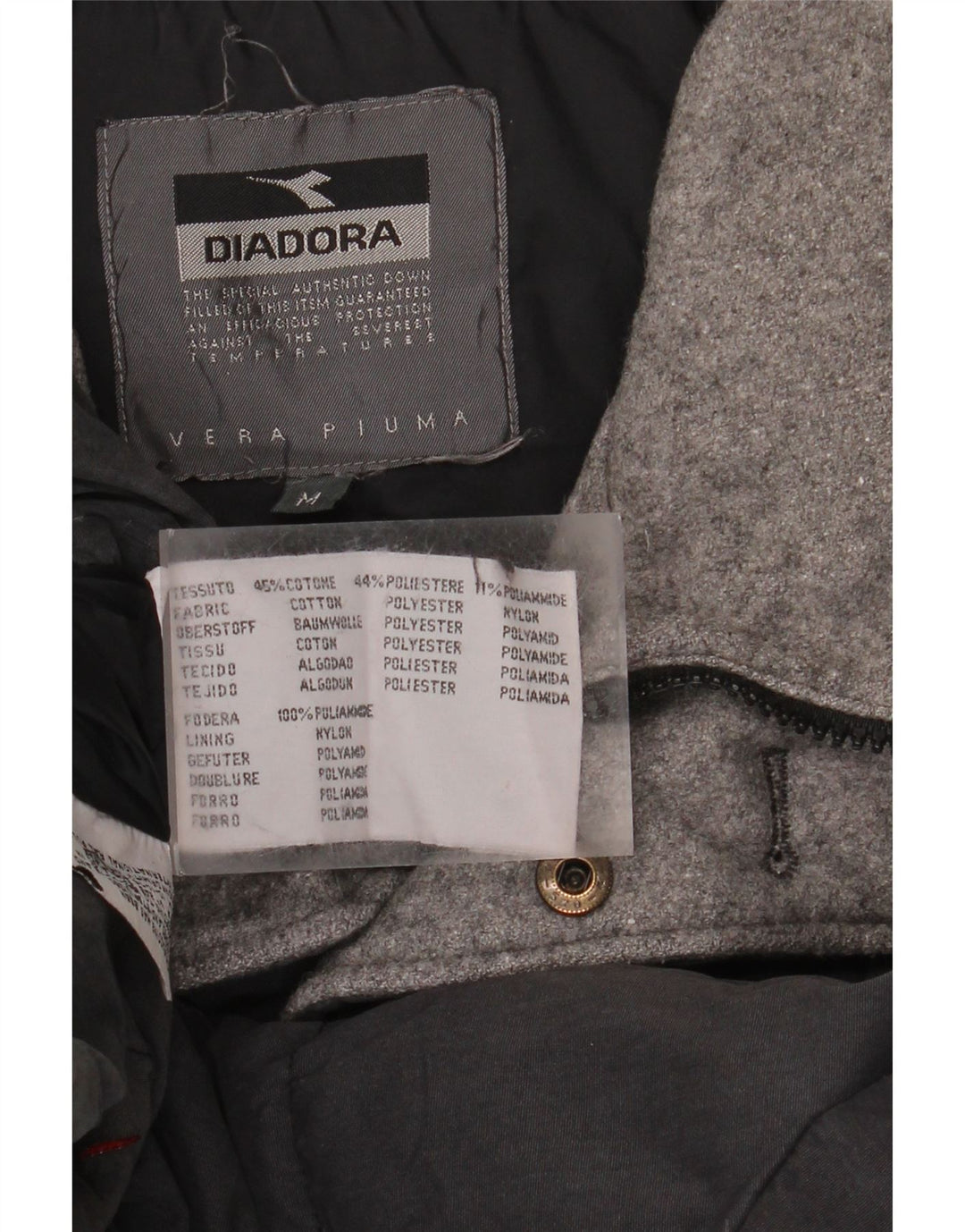 DIADORA Cappotto imbottito da uomo UK 38 Cotone grigio medio