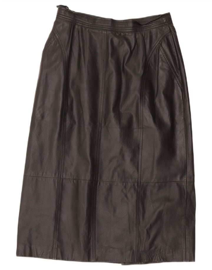 Gonna in pelle vintage da donna W28 media nera