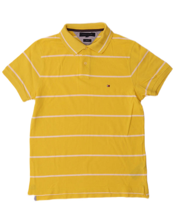 Polo da uomo slim fit a maniche corte Tommy Hilfiger a righe gialle medie