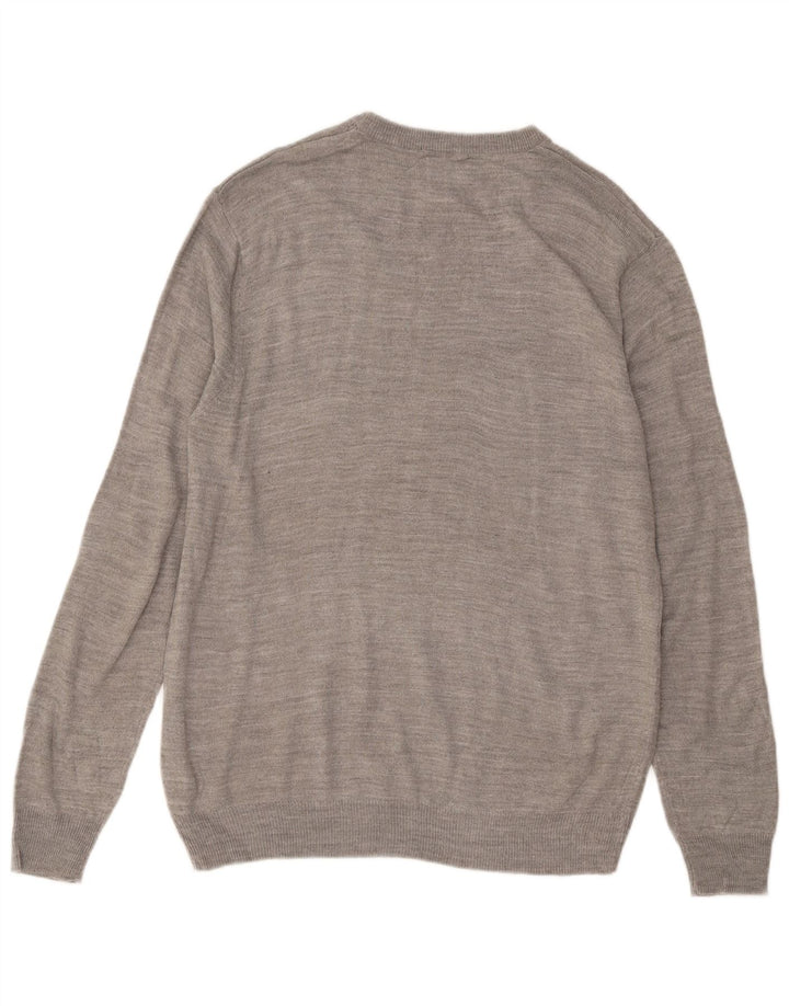 Maglione maglione girocollo da uomo Pierre Cardin grande acrilico grigio